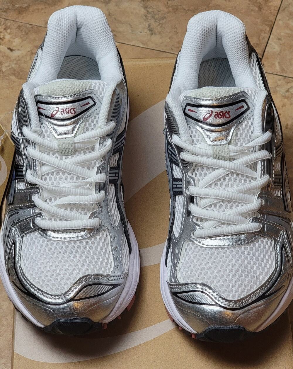 Trainers Womens 7.5 Mens 6 Gel Kayano Sliver White Asics Athletic Gym Sneakers